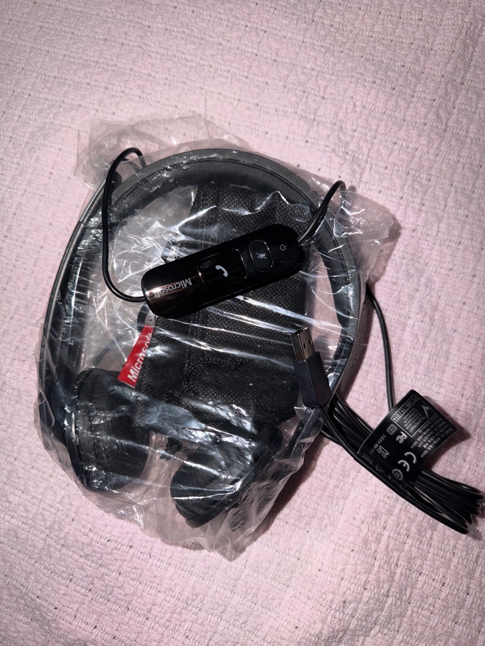 Microsoft Black Wired Over-Ear Headset with Inline USB Controls